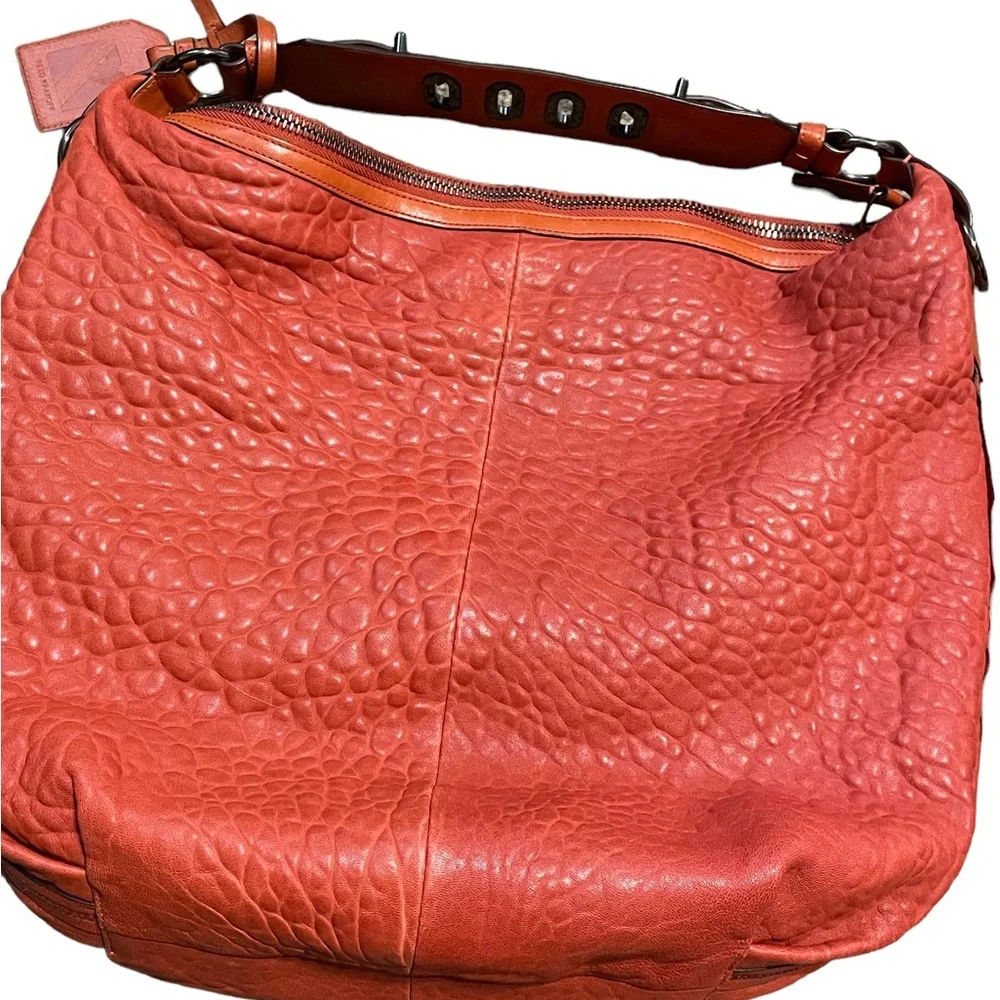 Reed Krakoff Grained Leather Orangish/Red Hobo Bag, Interior Staining,‎ L…